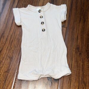 Lou Lou & Company Cream Buttoned Baby Romper